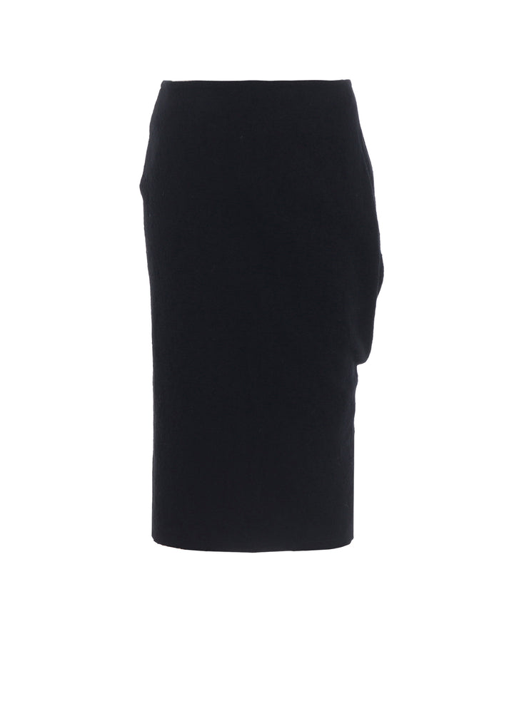 SHRINKED WOOL SERGE TWISTED SKIRT
