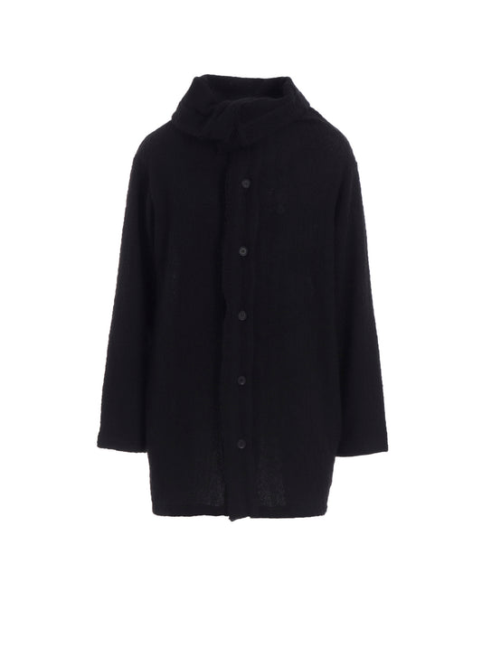 CRUSHED GLEN CHECK HIGH NECK CARDIGAN