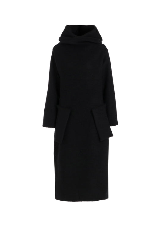 WOOL SHEEP PILE HIGH NECK DRESS