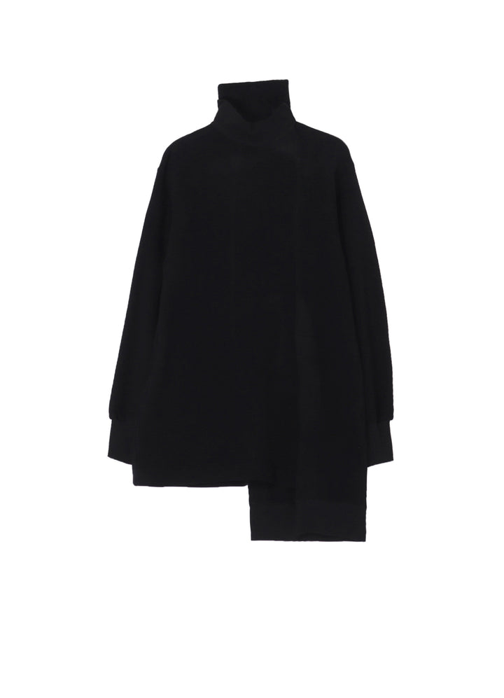 Liy/C BRUSHED FRENCH TERRY PANELED HIGH-NECK PULLOVER