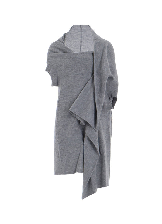 PLAIN WEAVE DRAPED SHORT SLV CARDIGAN