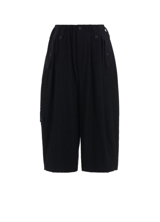 SHRINK WOOL GABARDINE POCKET DETAIL WIDE PANTS