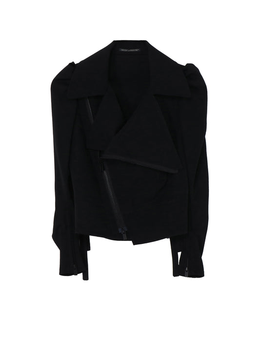 GABARDINE BIG LAPEL BIKER JACKET