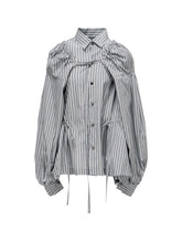 COTTON STRIPE COMBINATION BLOUSE