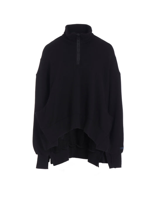 Liy/C FRENCH TERRY FLARED HALF-ZIP PULLOVER