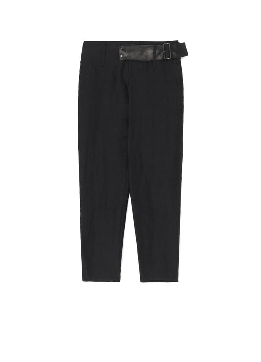 HIGH TWISTED GABARDINE LOW-RISE BELTED PANTS