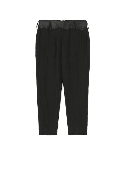 HIGH TWISTED GABARDINE LEATHER DETAIL PANTS