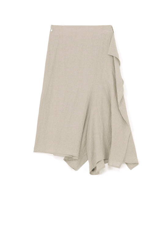 NATURAL WASHED LINEN DRAPE DETAIL SKIRT PANTS