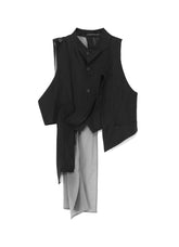 HIGH TWISTED GABARDINE BELTED UNBALANCE VEST