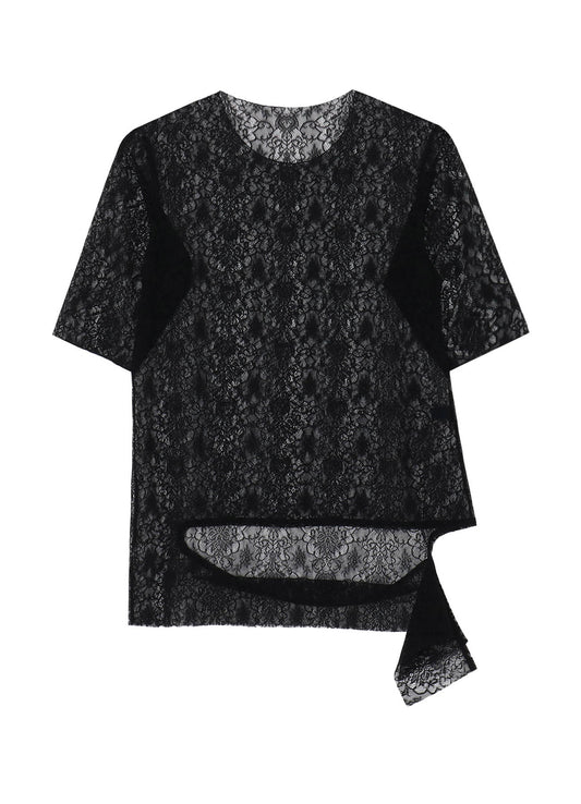 STRETCHED LACE R-HEM TWISTED T