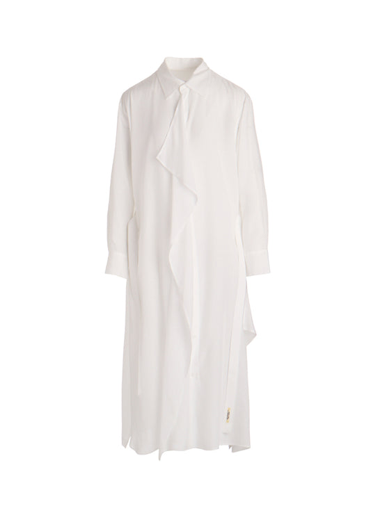 CELLULOSE POPLIN DRAPED SHIRT DRESS