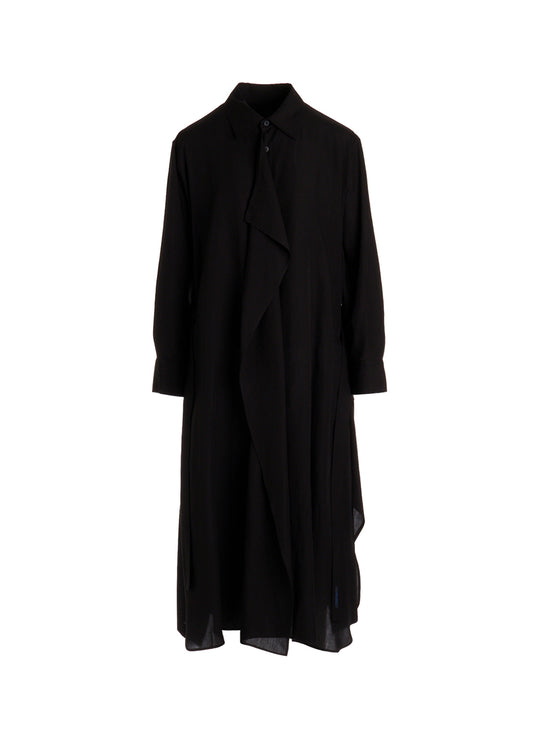 CELLULOSE POPLIN DRAPED SHIRT DRESS