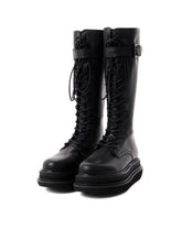 SOFT OIL LEATHER B LONG LACE UP BOOTS