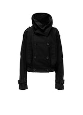MILITARY BACKSIDE SATIN SHORT TRENCH JACKET