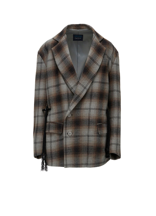 BRUSHED PLAID TOGGLE B DETAIL JACKET