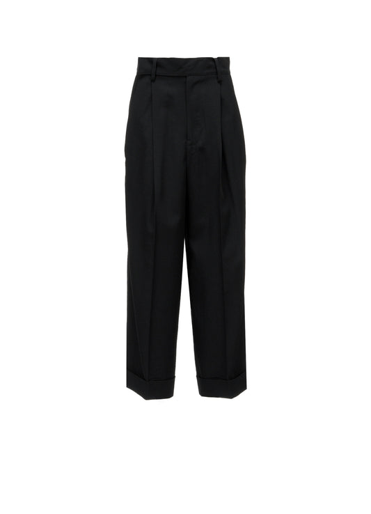 GABARDINE 2 TUCKS BAGGY PANTS