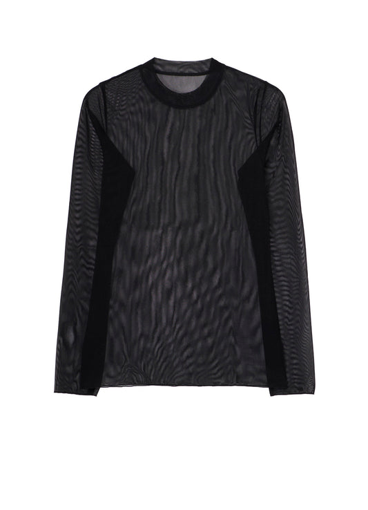 WOOLY TULLE CREWNECK LONG SLV T