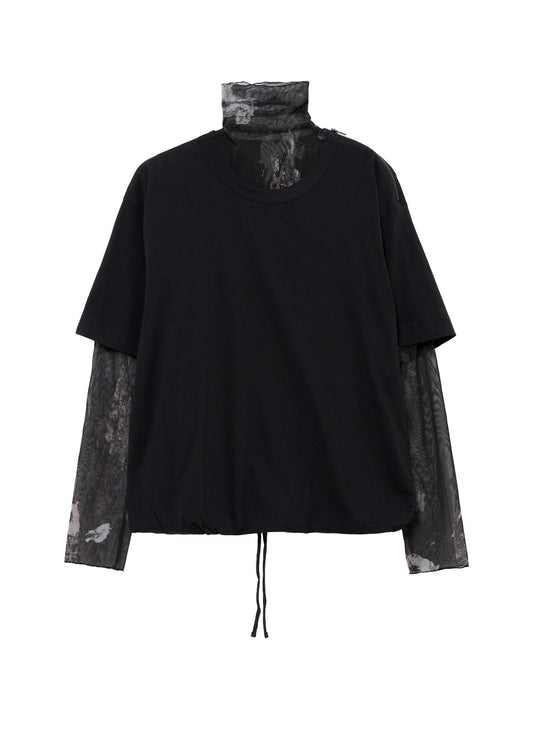 COMBED SINGLE JERSEY DOUBLE LAYERED HIGHNECK T