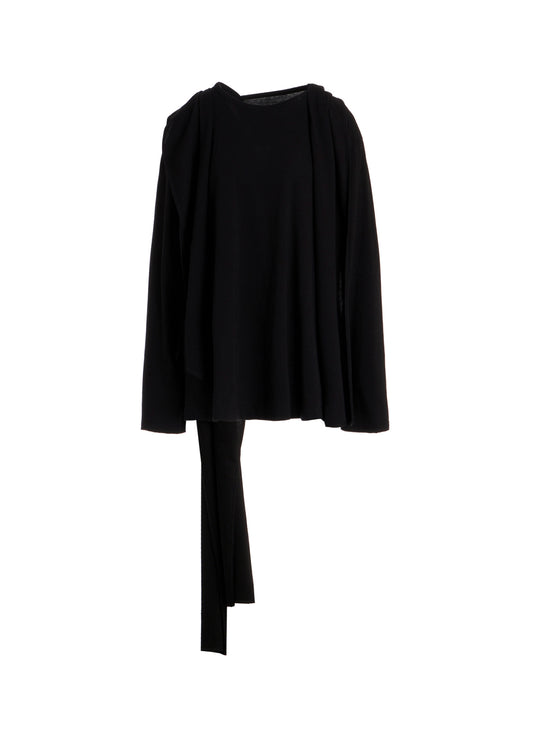 COTTON SINGLE JERSEY BACKSIDE DRAPE DETAIL T
