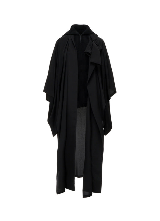 16MOMME DE CHINE KNIT COMBI KIMONO COAT