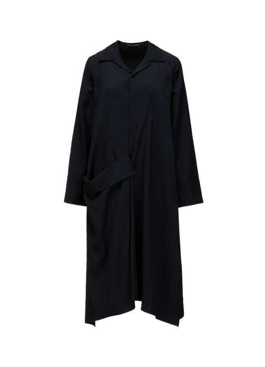 GABARDINE R DRAPE DETAIL SHIRT DRESS