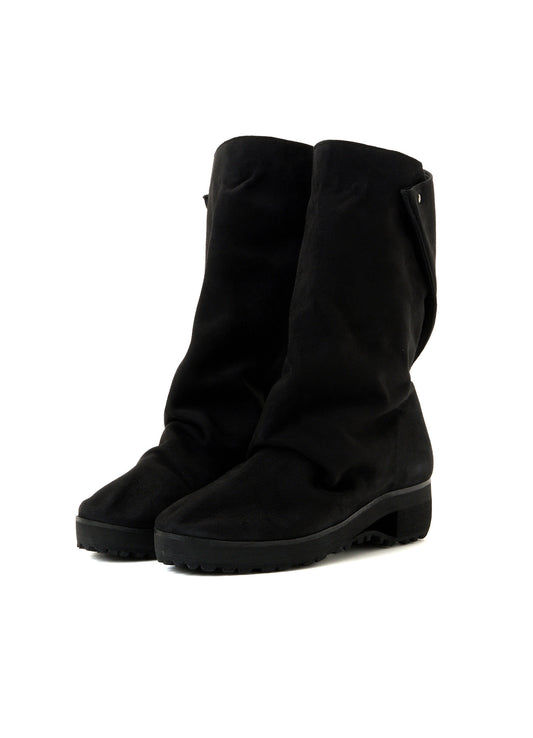SHEEP SUEDE BK DRAPED BOOTS