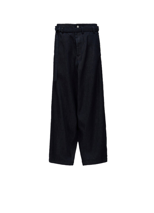 8OZ UNEVEN YARN DENIM B W BELT DETAIL PANTS