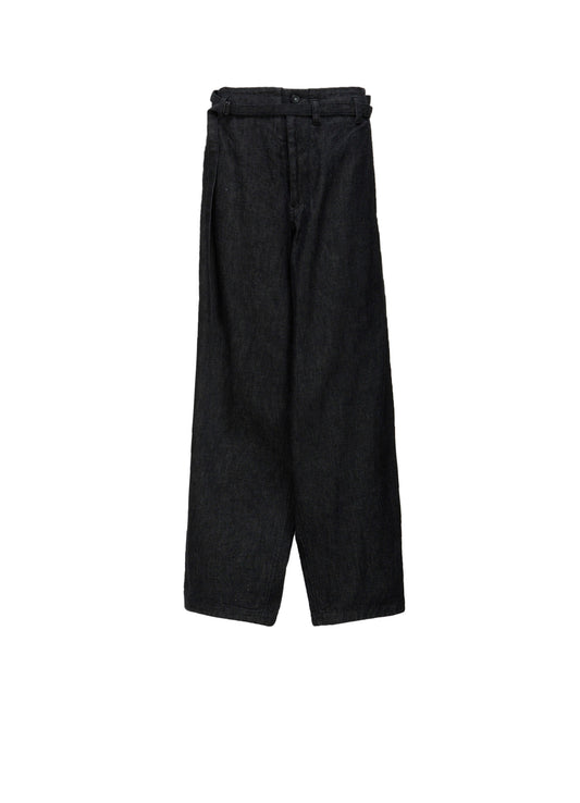 8OZ UNEVEN YARN DENIM B W BELT DETAIL PANTS