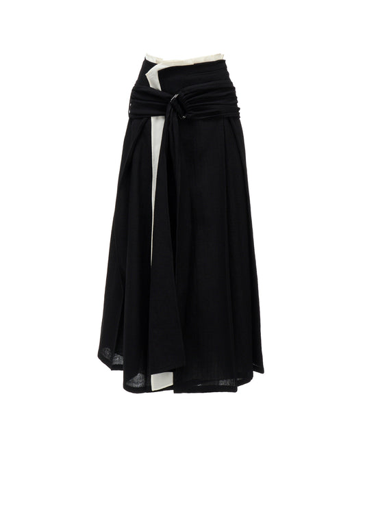 SOFT WOOL LAYERED PLEATES SKIRT