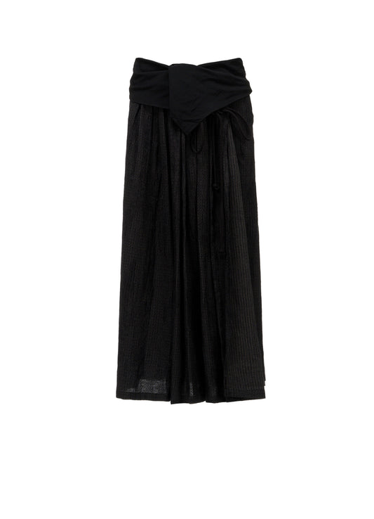 DOUBLE LAYER STRIPE GATHERED WRAP SKIRT