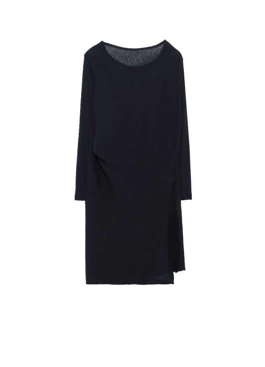 HIGH TWISTED RIB WAIST GATHERED LONG SLV T