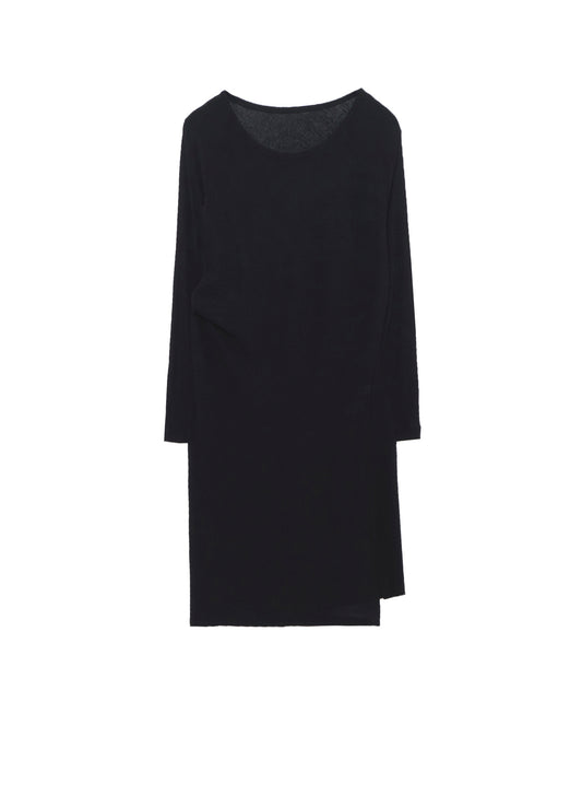HIGH TWISTED RIB WAIST GATHERED LONG SLV T