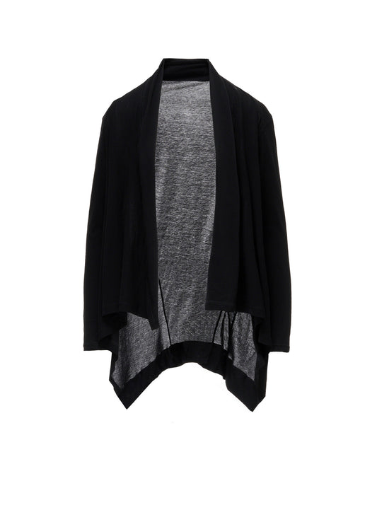 HIGH TWISTED SINGLE JERSEY SHOULDER GUSSET CARDIGAN