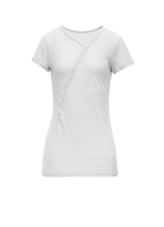 HIGH TWISTED SINGLE JERSEY DIGONAL BUTTON SHORT SLV T