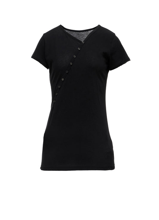 HIGH TWISTED SINGLE JERSEY DIGONAL BUTTON SHORT SLV T