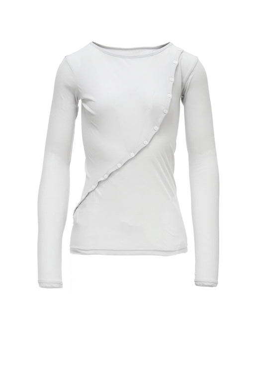 HIGH TWISTED SINGLE JERSEY DIGONAL BUTTON LONG SLV T
