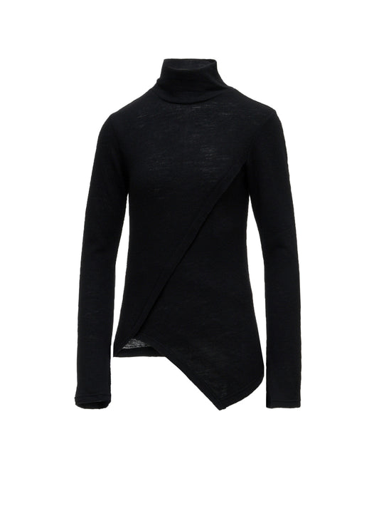 AIRY SPUN LIGHT MILLED CROSS HIGH NECK T