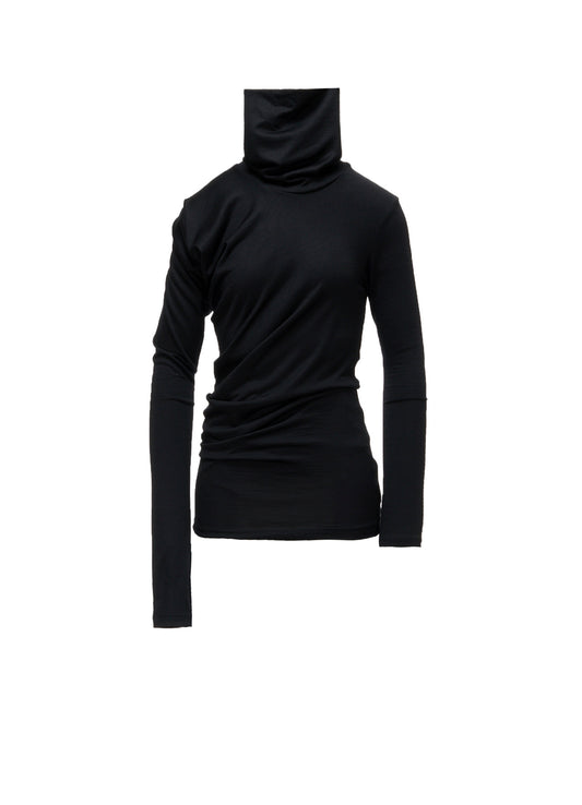 100S WOOL SINGLE GATHERED HIGHNECK T