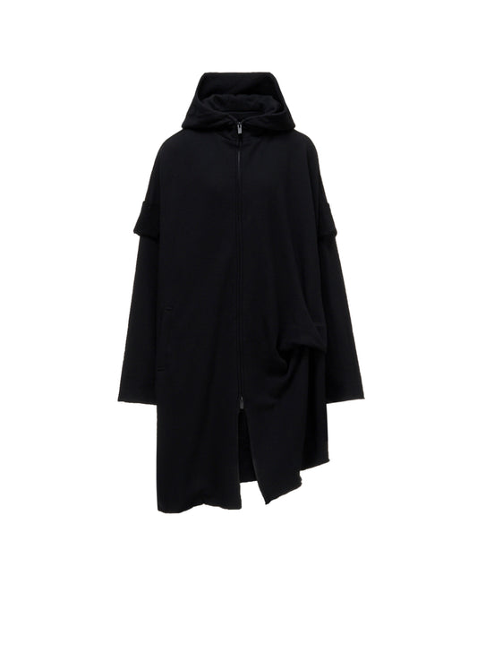 FRENCH TERRY TUCK POINT ZIP COAT