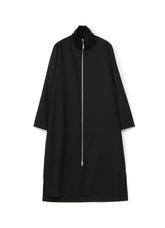 WOOL/POLYESTER GABARDINE ZIP-UP STANDING COLLAR LONG SHIRT