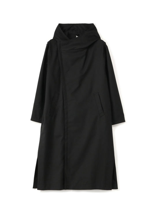 WOOL/POLYESTER GABARDINE DOUBLE BREASTED LONG HOODIE