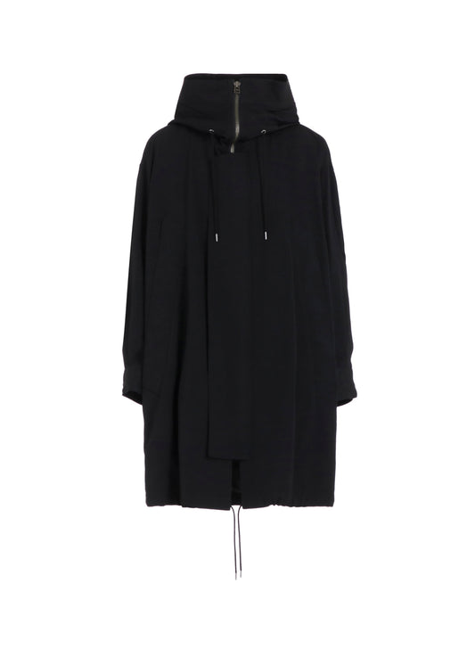 W/GABARDINE HIGH NECK HOODED MODS COAT