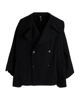 WOOL GABARDINE SHORT LENGTH BIG SLEEVE DOUBLE COAT