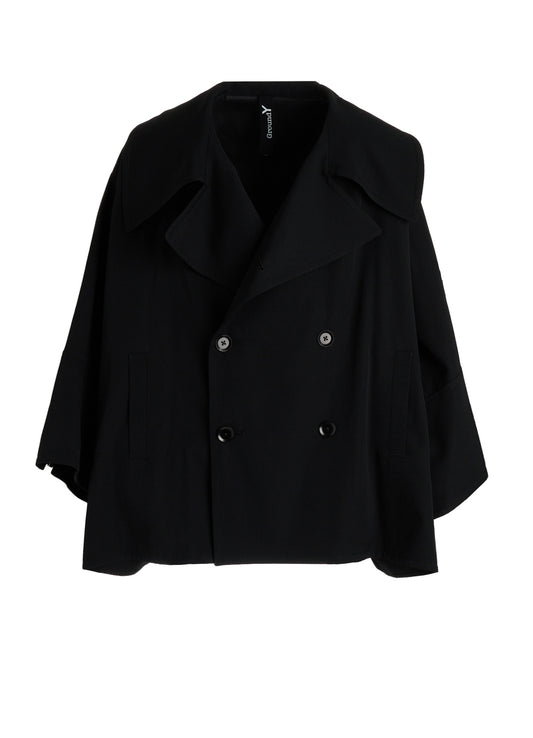 WOOL GABARDINE SHORT LENGTH BIG SLEEVE DOUBLE COAT