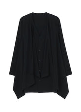 SILICON JERSEY+ CREPE DE CHINE FRONT DOUBLE FLOUNCE T-SHIRT