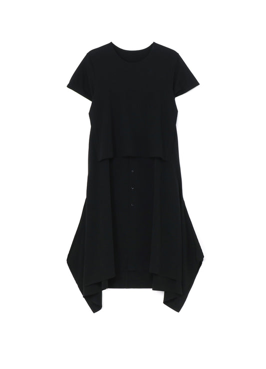 SILICON JERSEY+ CREPE DE CHINE DOCKING T-DRESS