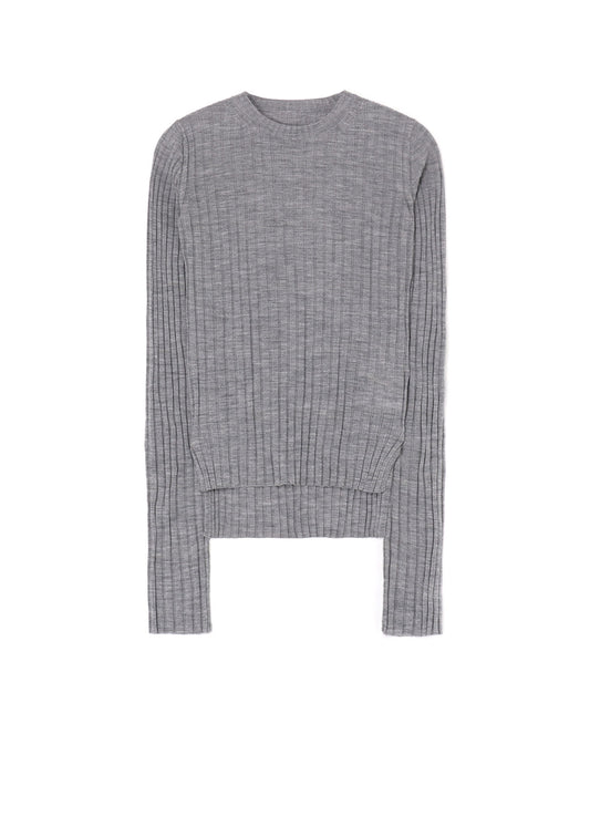 WOOL CREW NECK RIB KNIT