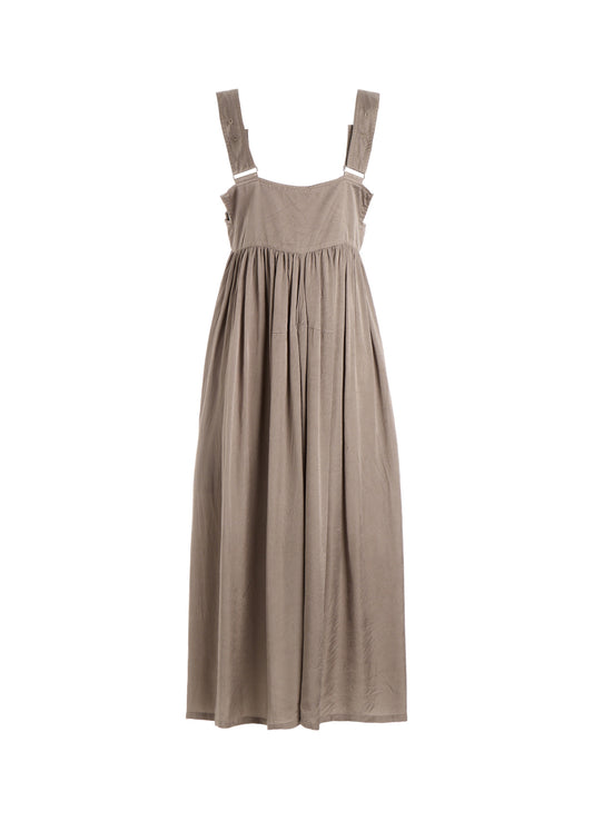 CUPRO FIBRIL TWILL SUSPENDER DRESS