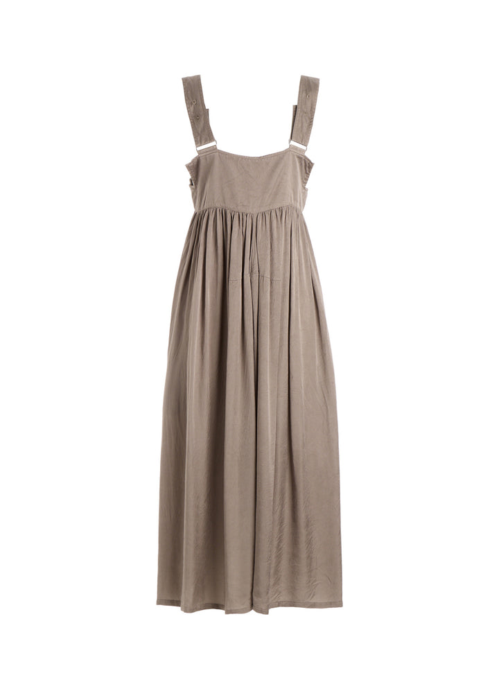 CUPRO FIBRIL TWILL SUSPENDER DRESS