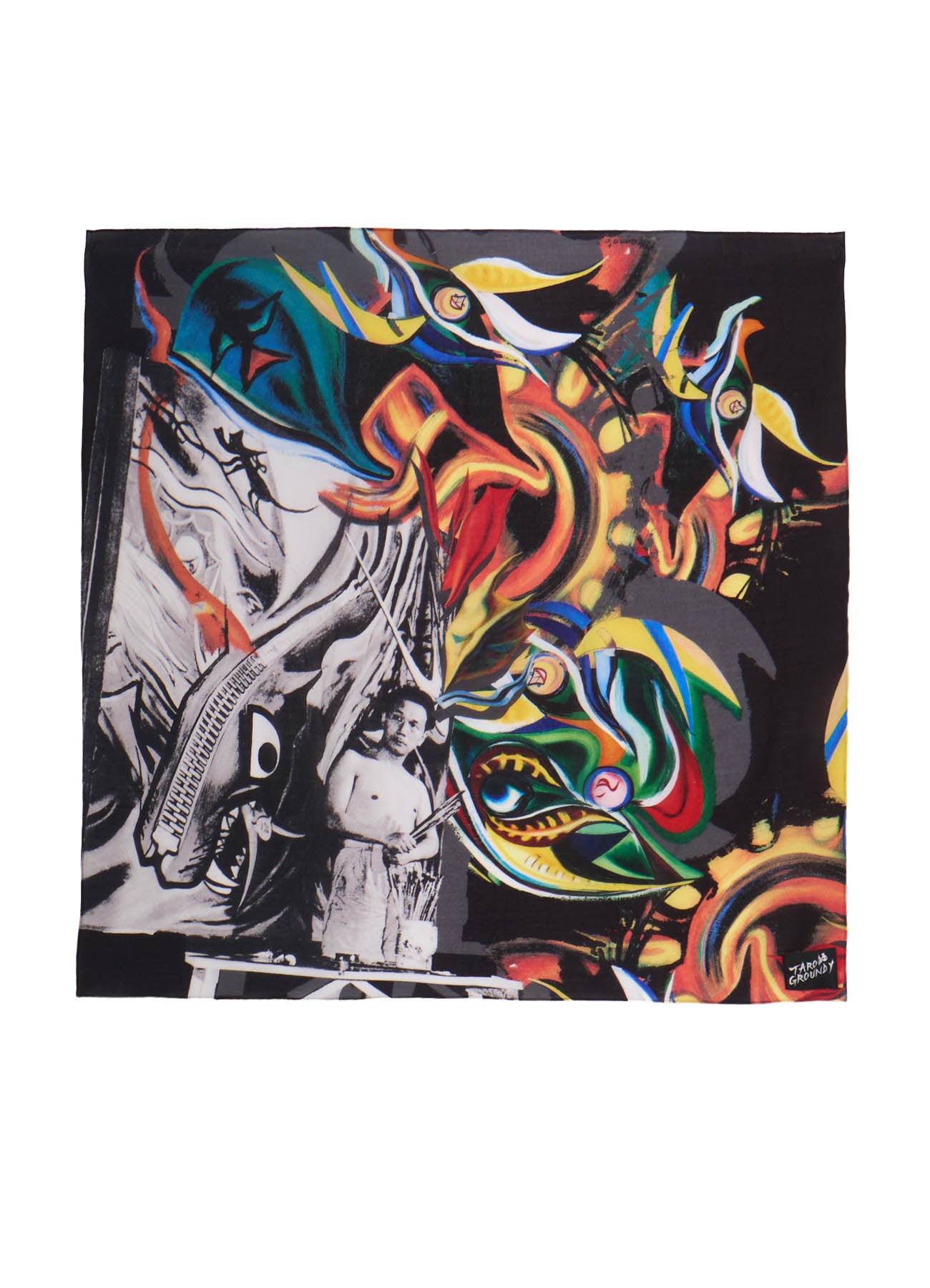 y.okamoto  版画 Ground Y×Taro Okamoto Graphic-print scarf Collage Type:C – THE